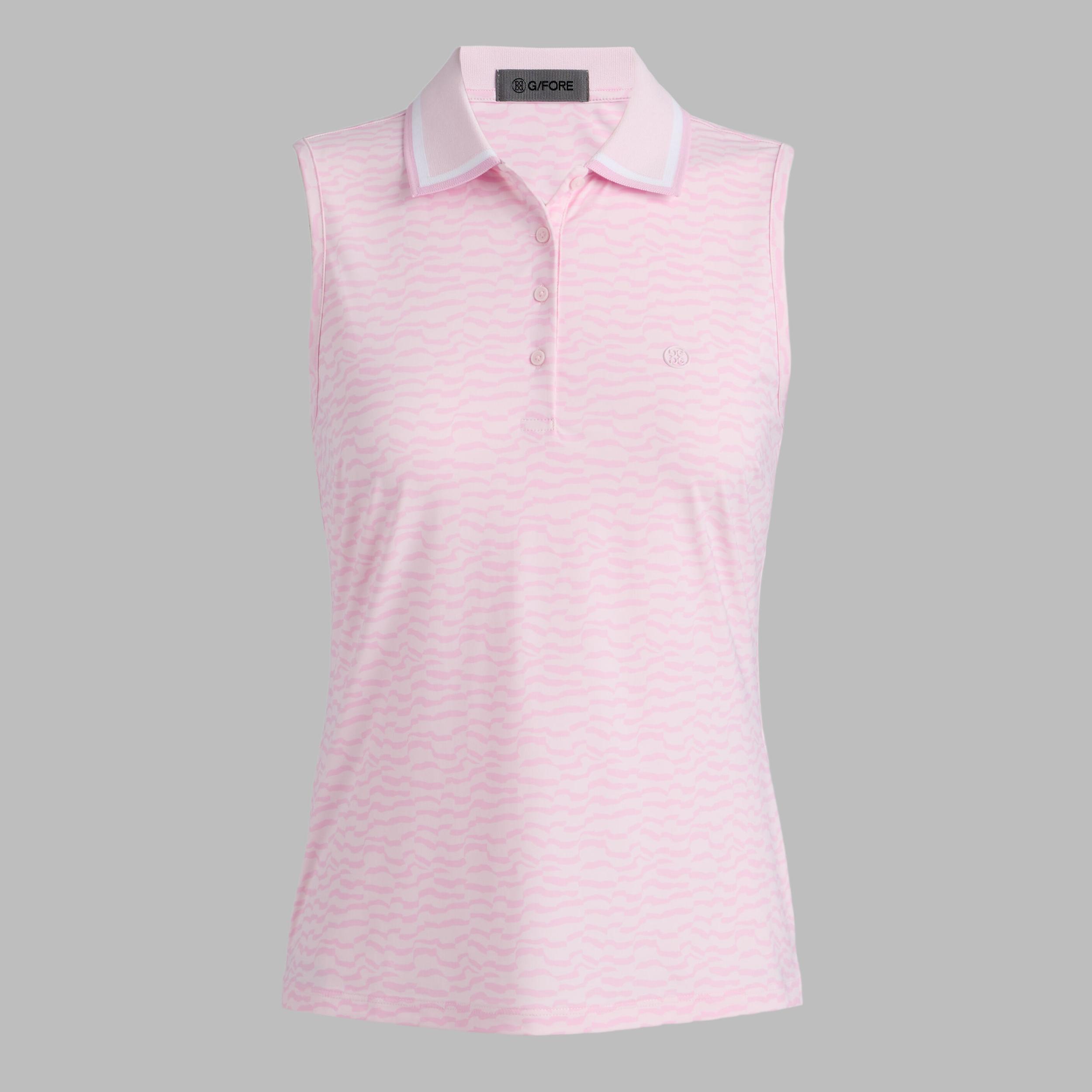 SPLIT STRIPE SILKY TECH NYLON SLEEVELESS POLO Product Image