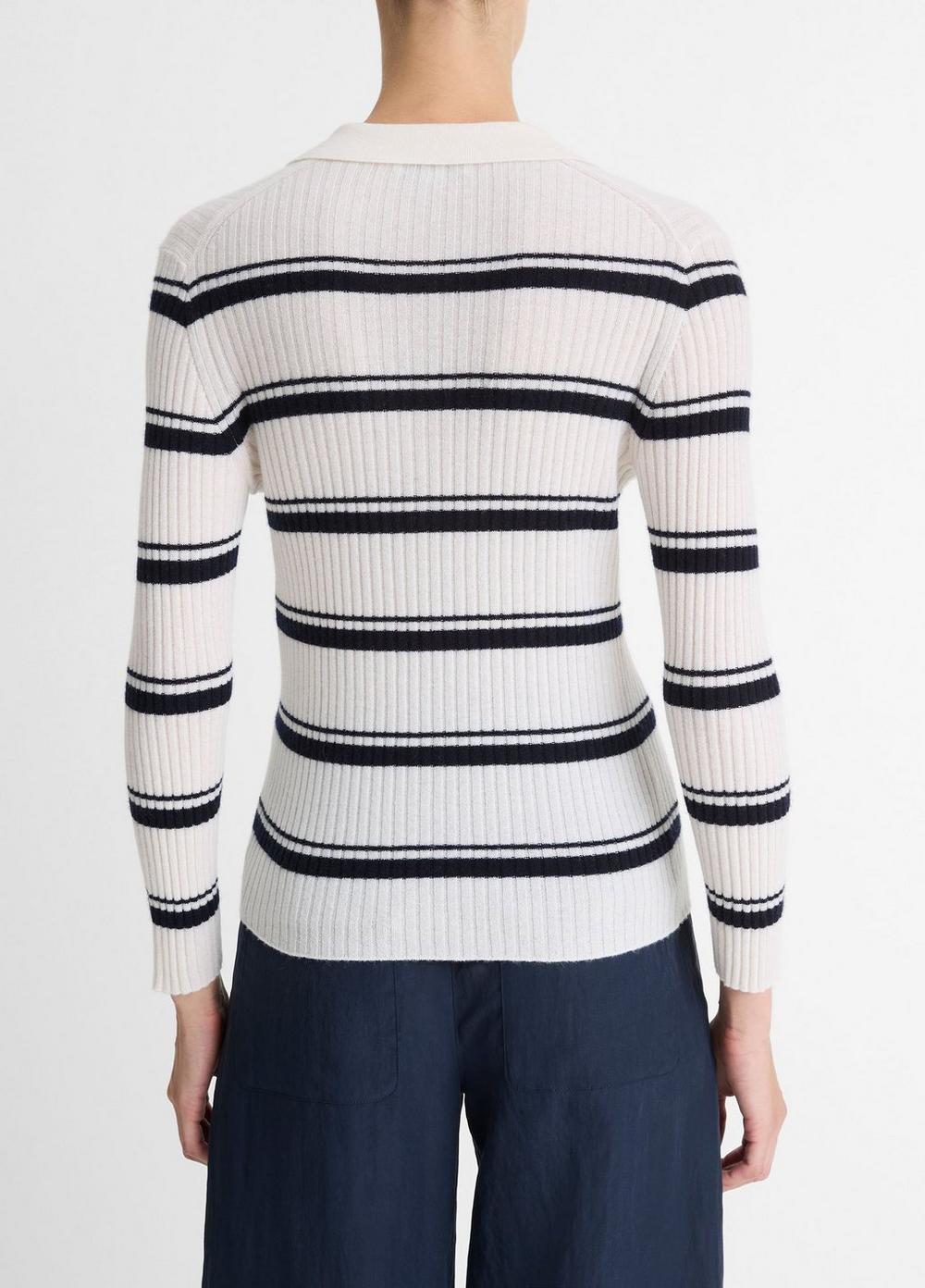 Striped Cashmere-Blend Polo Sweater Product Image