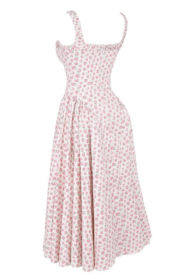 Dorothy  white rosebud print cotton midi sundress Product Image