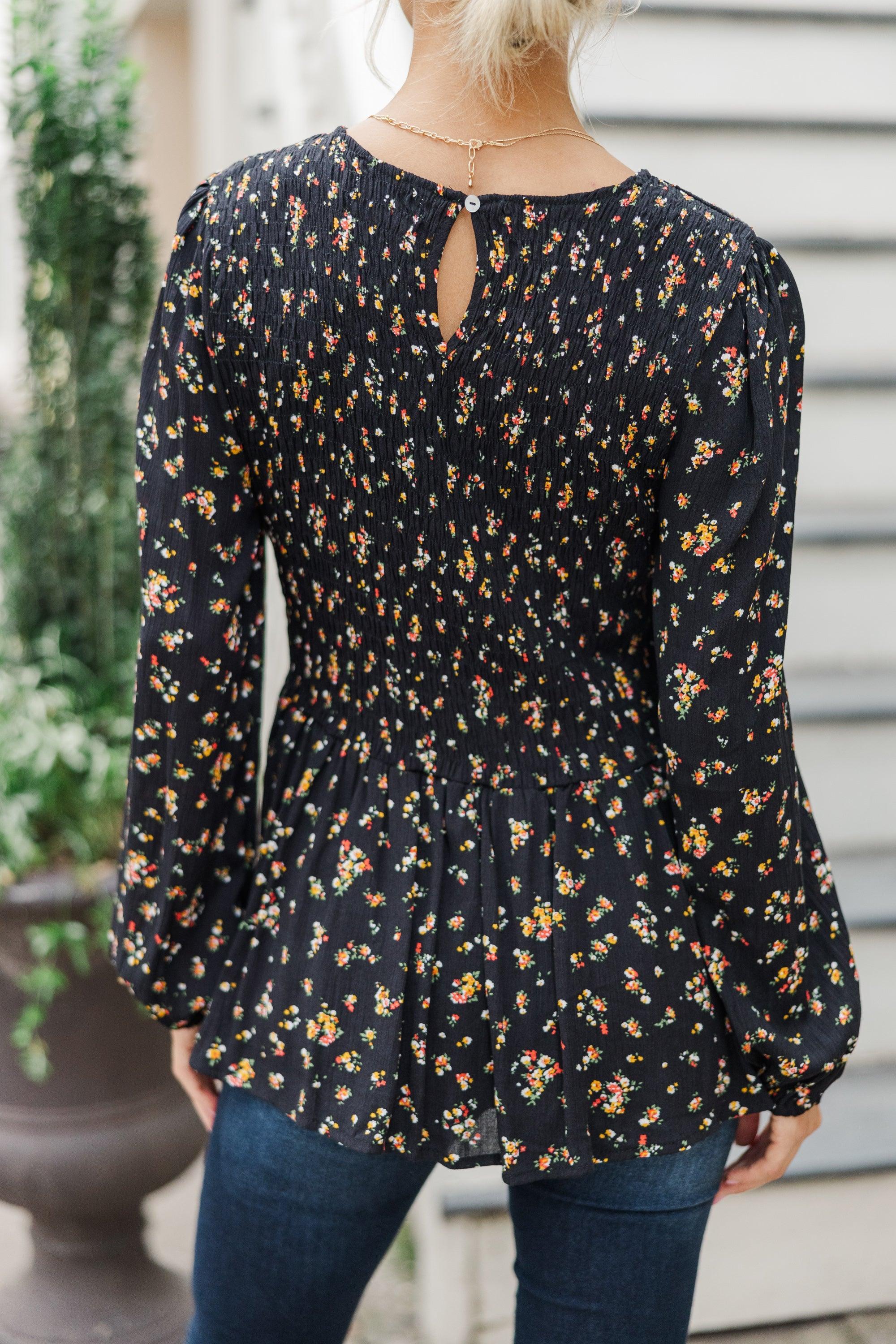 Getting Close Black Ditsy Floral Blouse Female Product Image