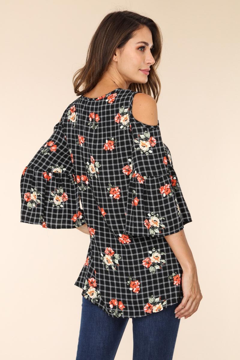 Floral print cold shoulder tunic Product Image