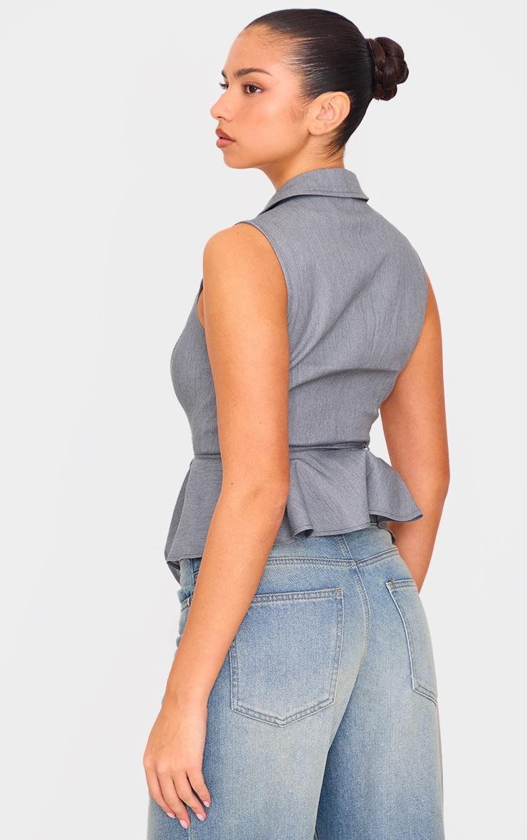 Grey Tie Cinched Waist Vest Product Image