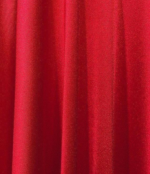 Honey and Rosie Sateen Sweetheart Neck Cut Out Front Slit Lace-Up Back A-Line Gown Product Image