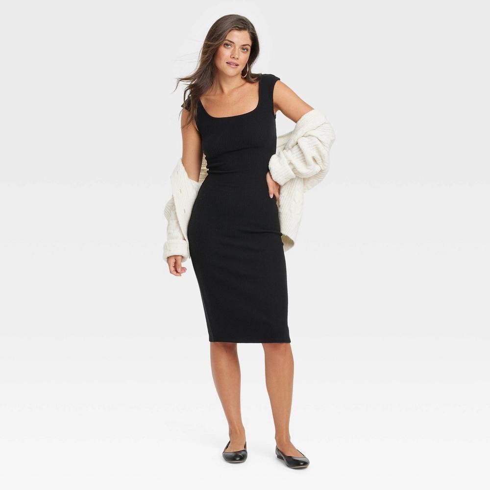 Womens Knit Midi Bodycon Dress - Universal Thread Black XL Product Image