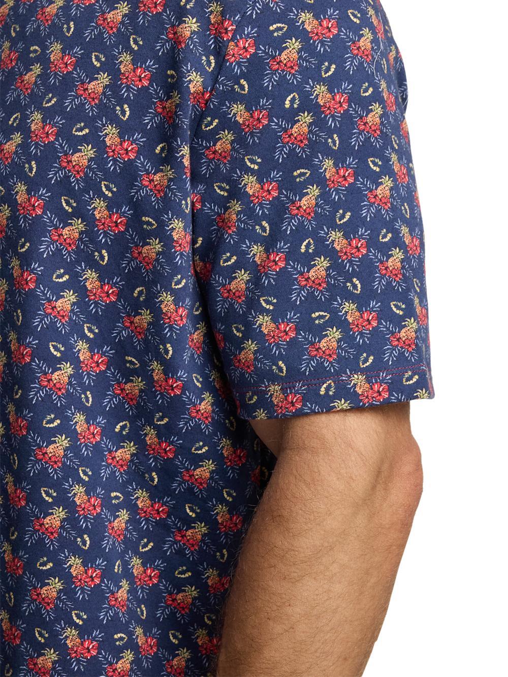 Cotton Full Button Front Polo - Navy Multi Product Image