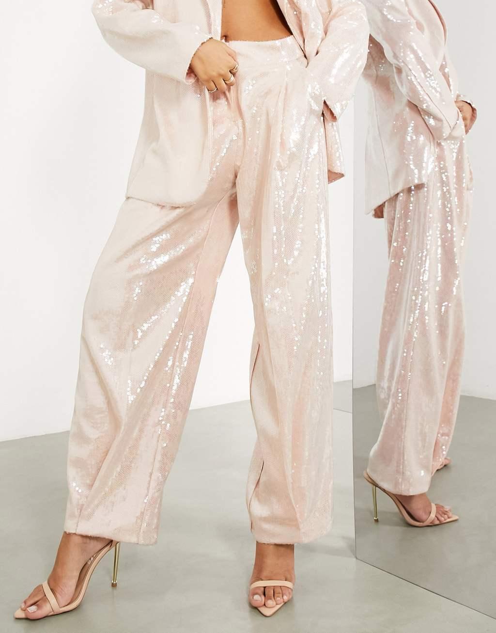 ASOS EDITION pleat front sequin pants Product Image