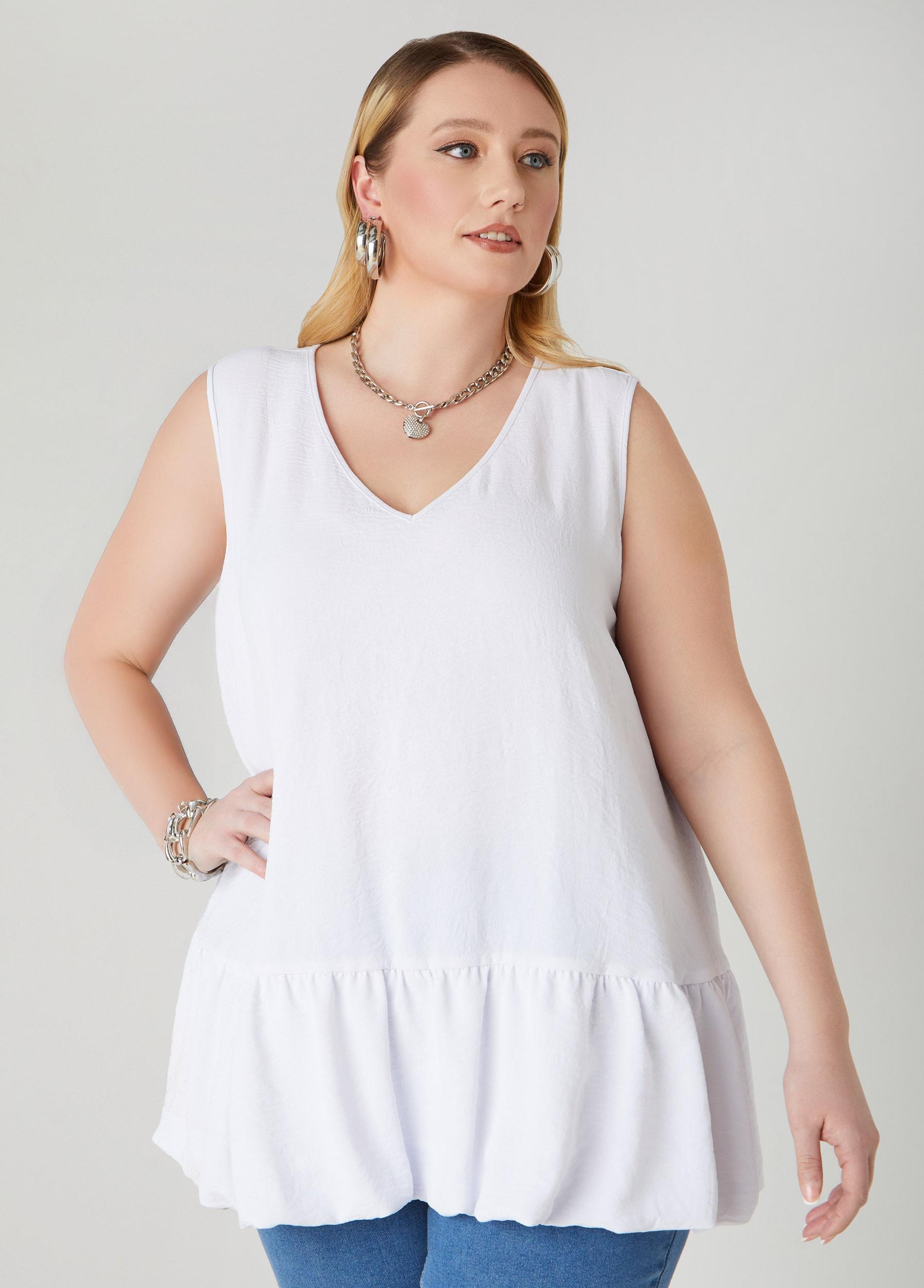 Plus Size Textured Flounced Blouse Ashley Stewart Product Image