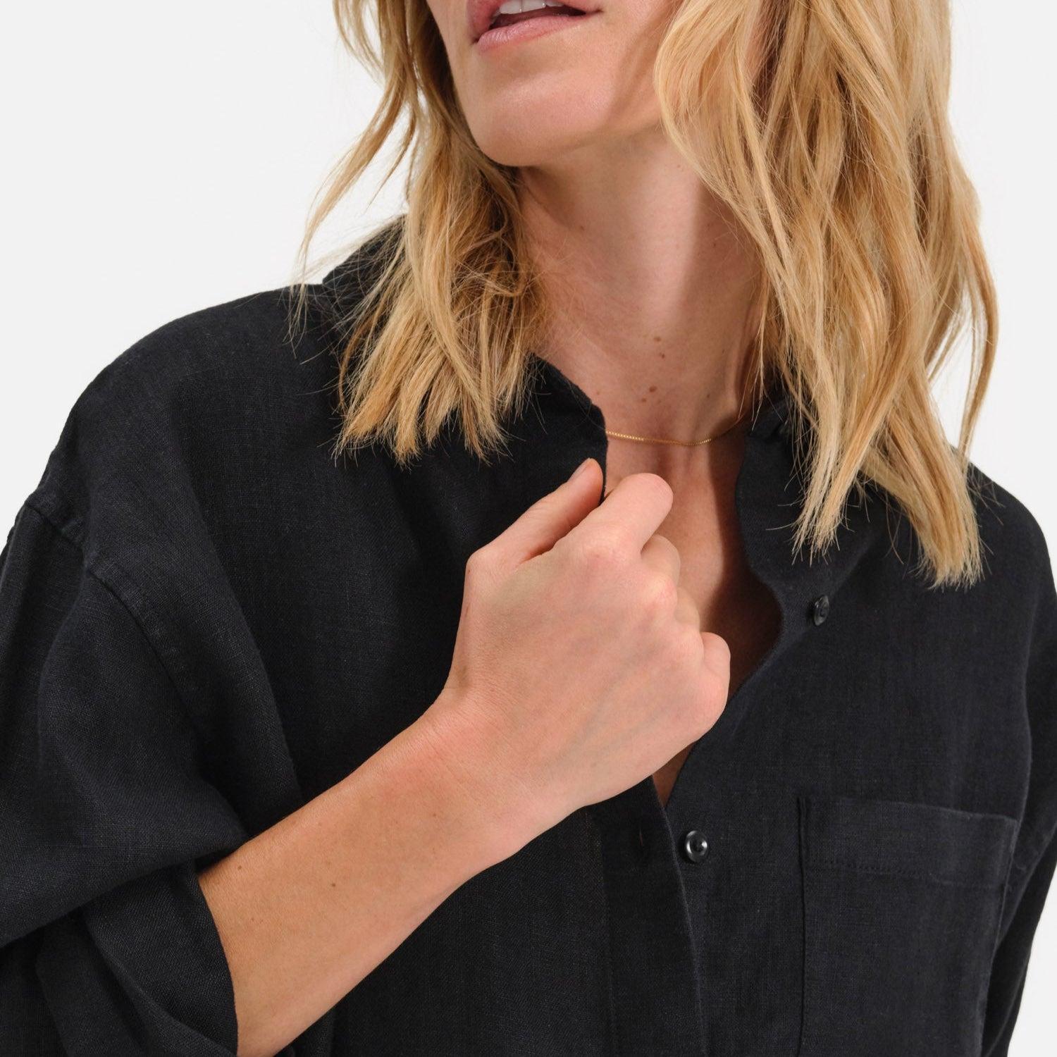 Organic Linen Oversized Button Down Female Product Image