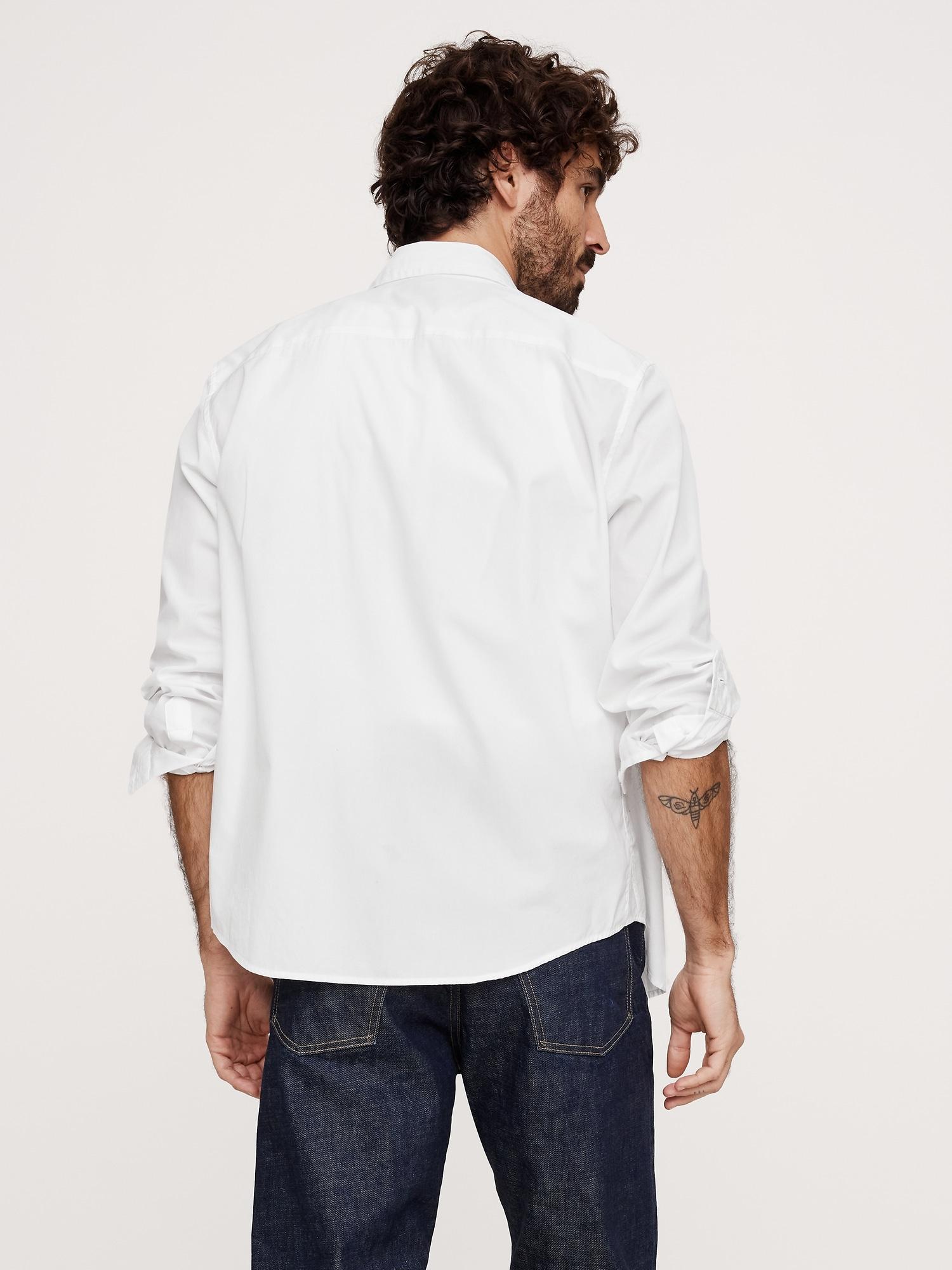 Standard-Fit Washed Cotton Poplin Shirt Product Image