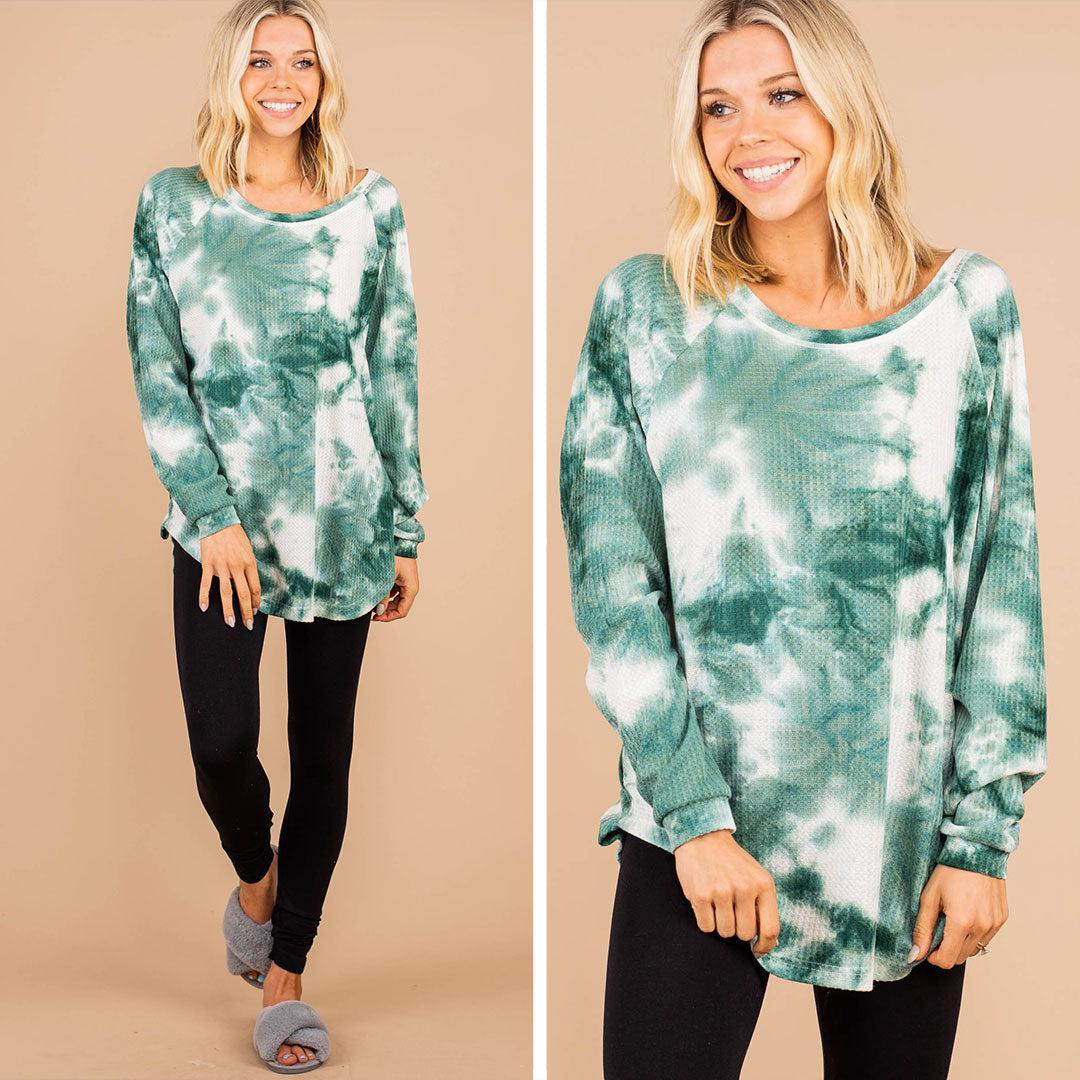 Easy Like Sunday Olive Green Tie Dye Tunic Female Product Image