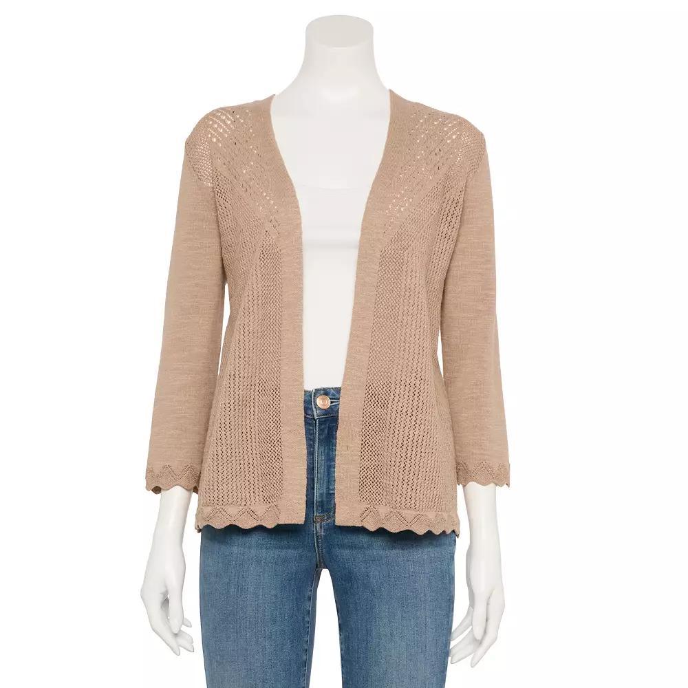 Women's Croft & Barrow® Pointelle Knit Open-Front Cardigan, Size: Small, Tara Product Image