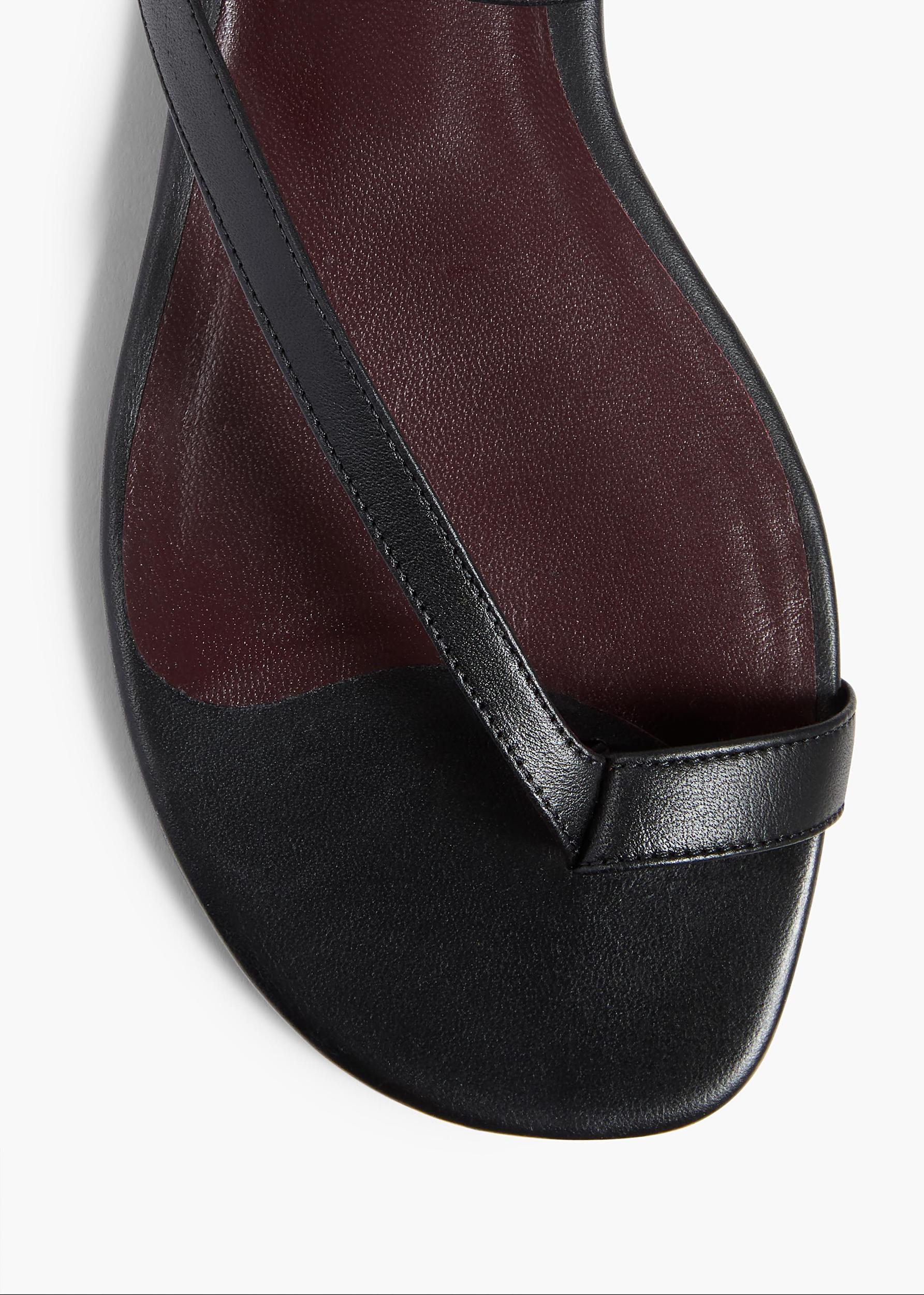 Aimee Flat Sandal in Black Leather Product Image