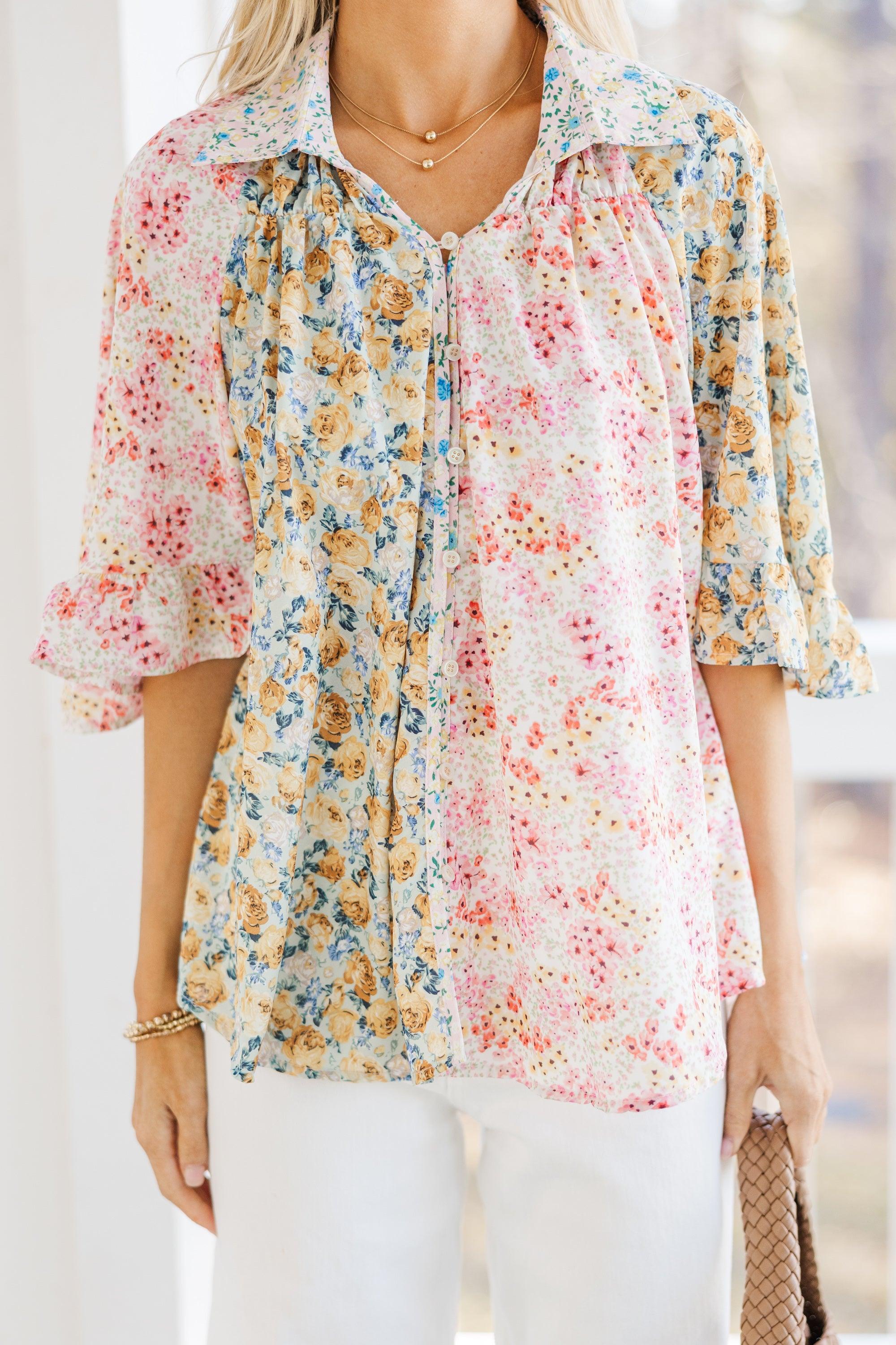 All That You Need Blush Pink Ditsy Floral Tunic Female Product Image