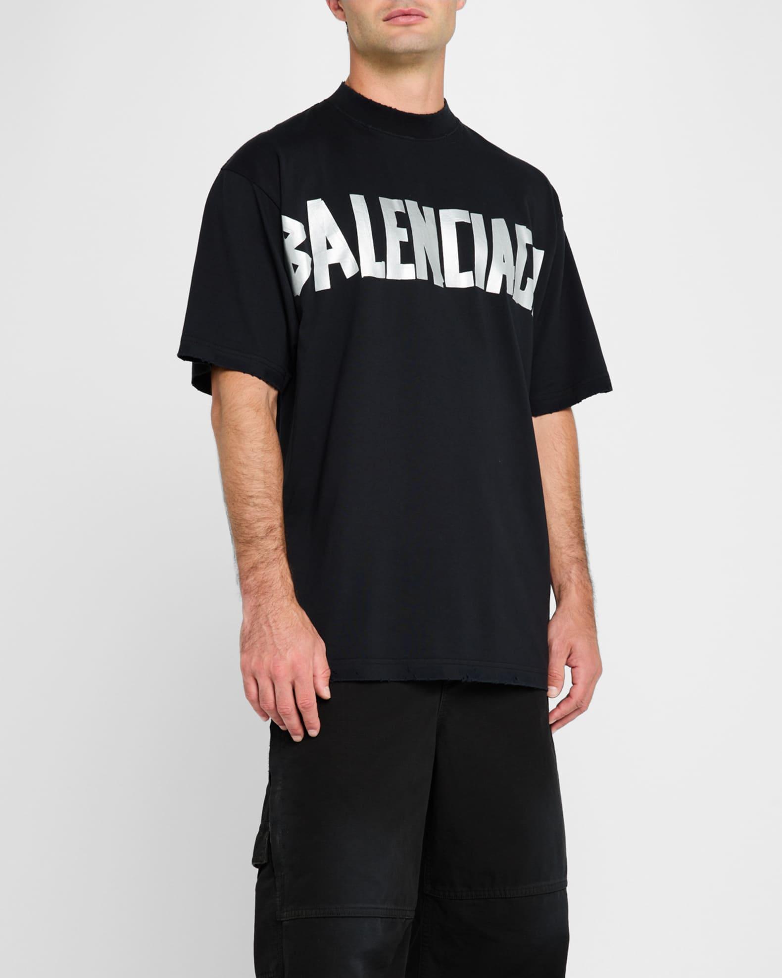Men's Taped-Logo Distressed T-Shirt Product Image