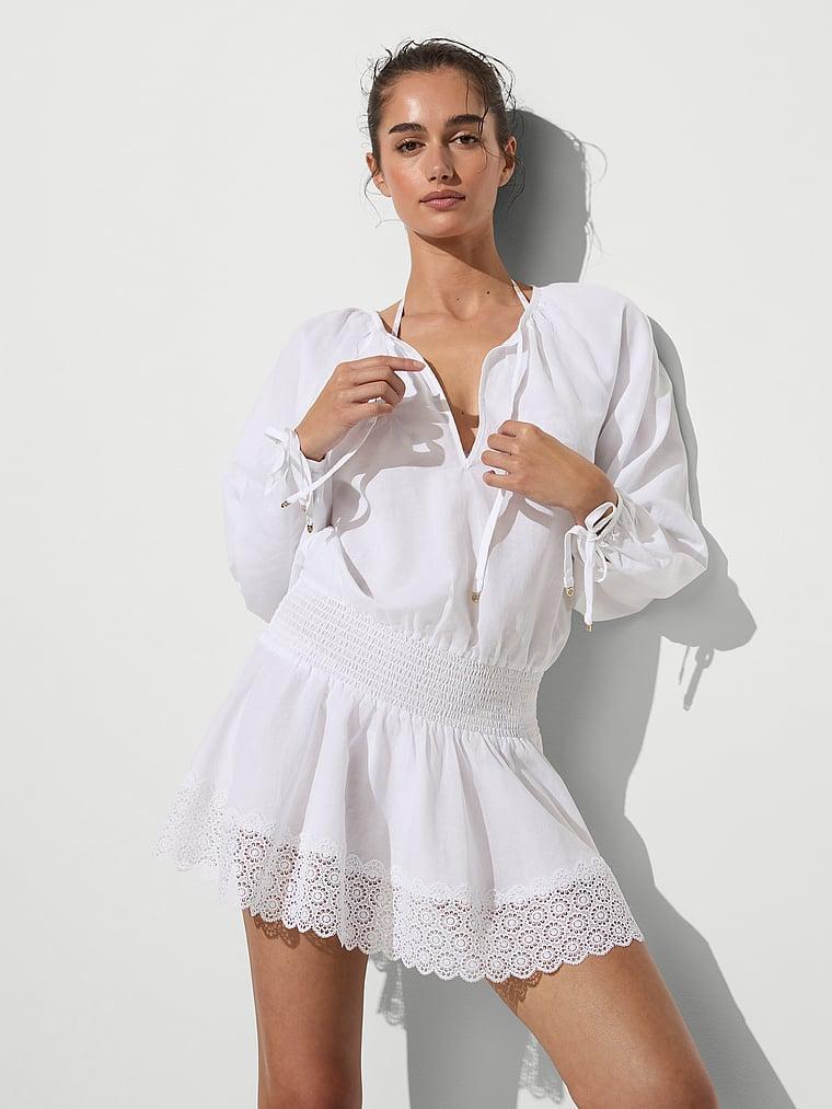 Beachwear Linen Lace-Trim Dress Product Image