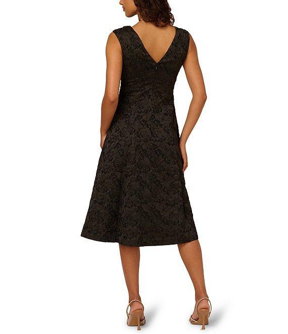 Adrianna Papell Beaded Jacquard Sleeveless Midi Dress Product Image
