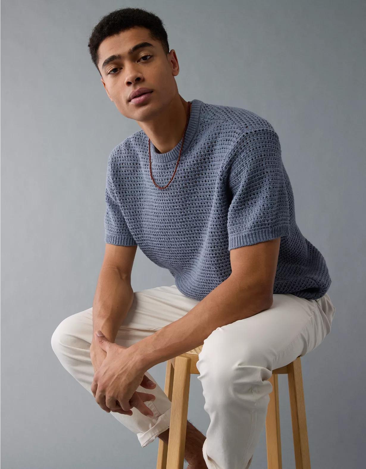 AE Open Knit Sweater T-Shirt Product Image