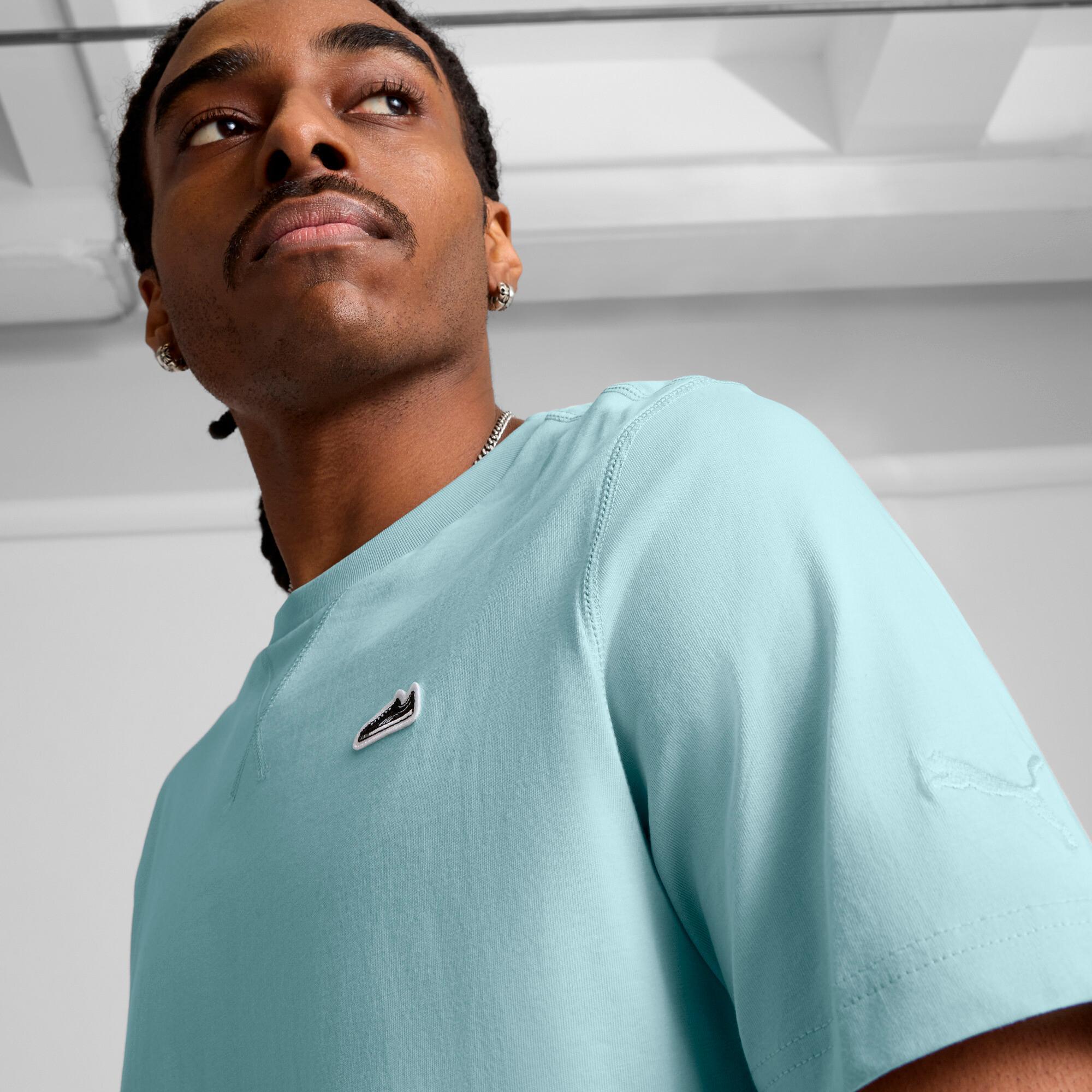 WARDROBE ESSENTIALS Suede Logo Men's Tee Product Image