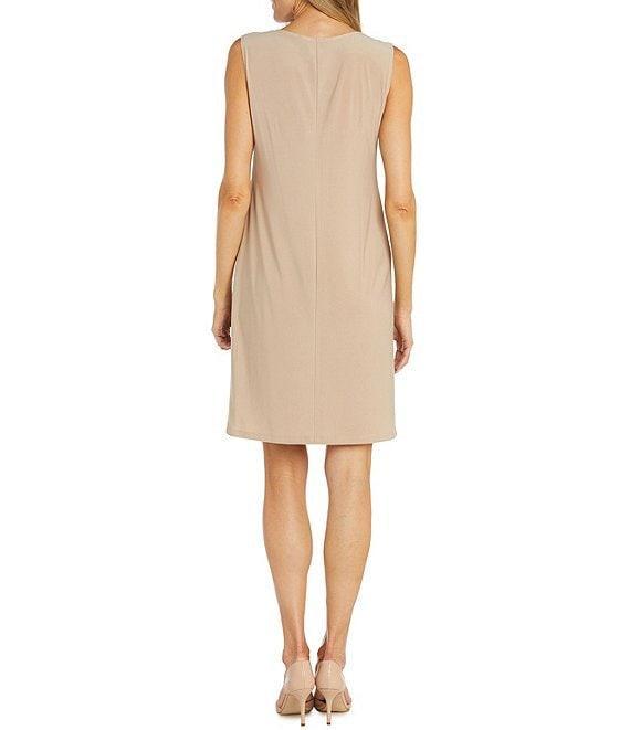 R & M Richards Metallic Mesh 3/4 Sleeve Crew Neck Printed 2-Piece Jacket Dress Product Image