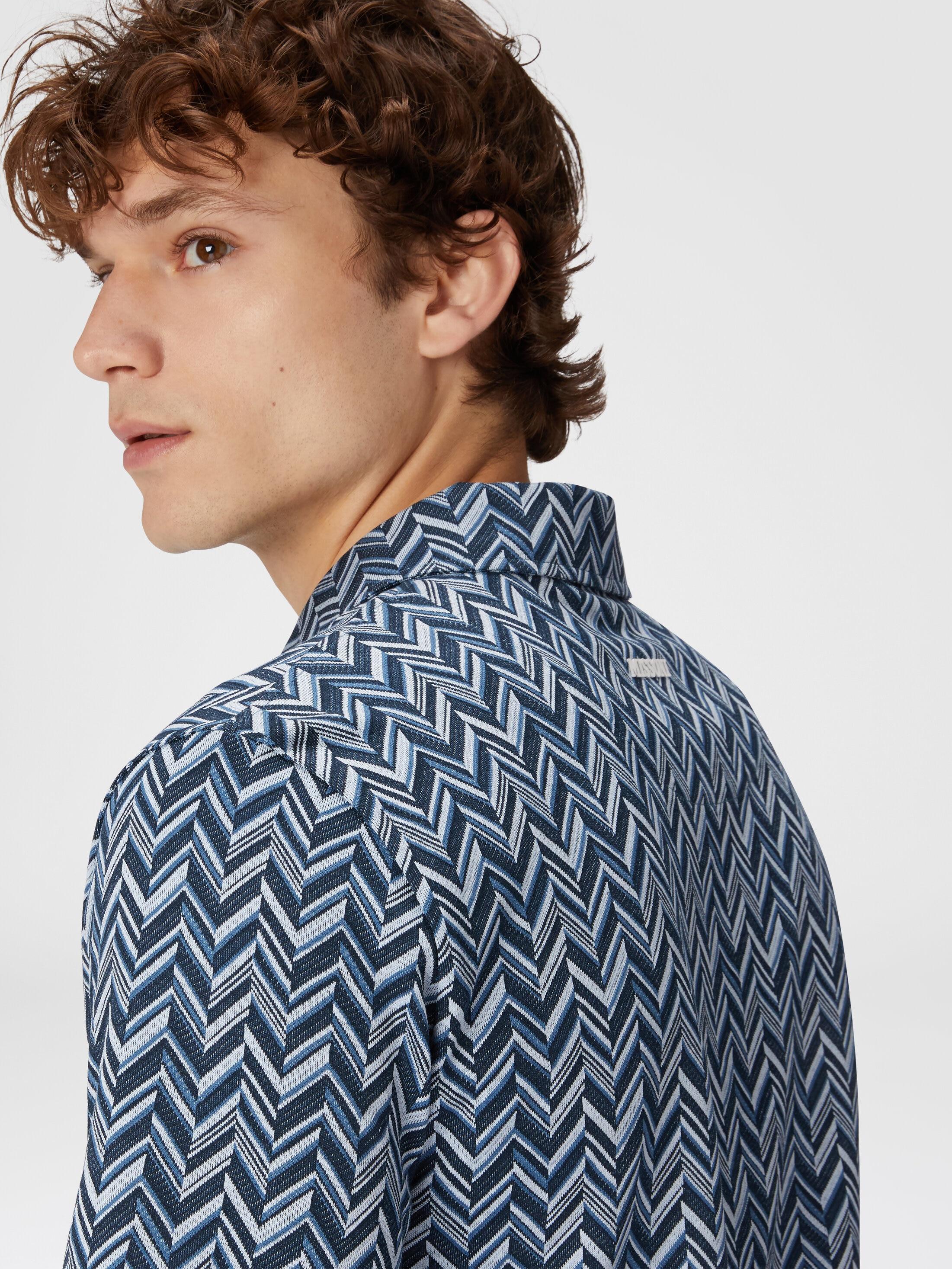 Zig zag jacquard cotton jersey polo shirt Product Image