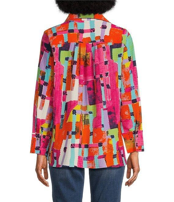 Calessa Textured Crinkle Long Sleeve Button Front Tunic Product Image