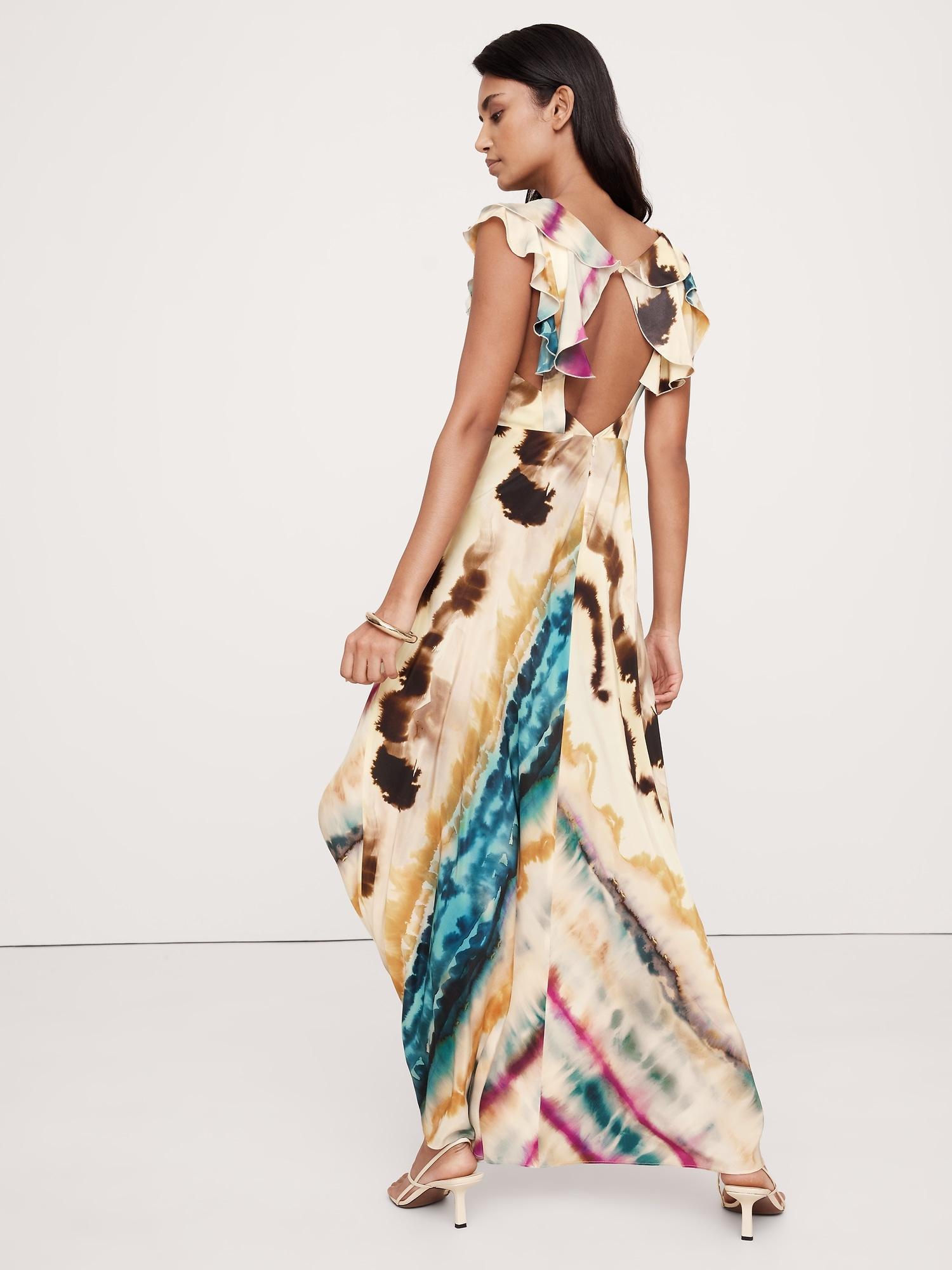 Matte Silk Open-Back Maxi Dress Product Image