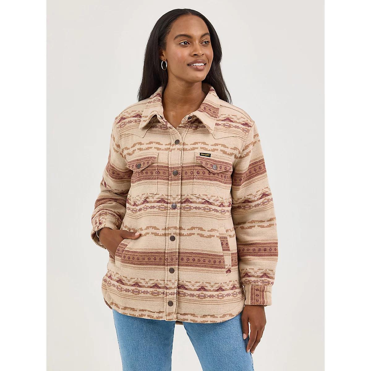 Women's Wrangler Quilt Lined Jacquard Shacket in Pale Product Image