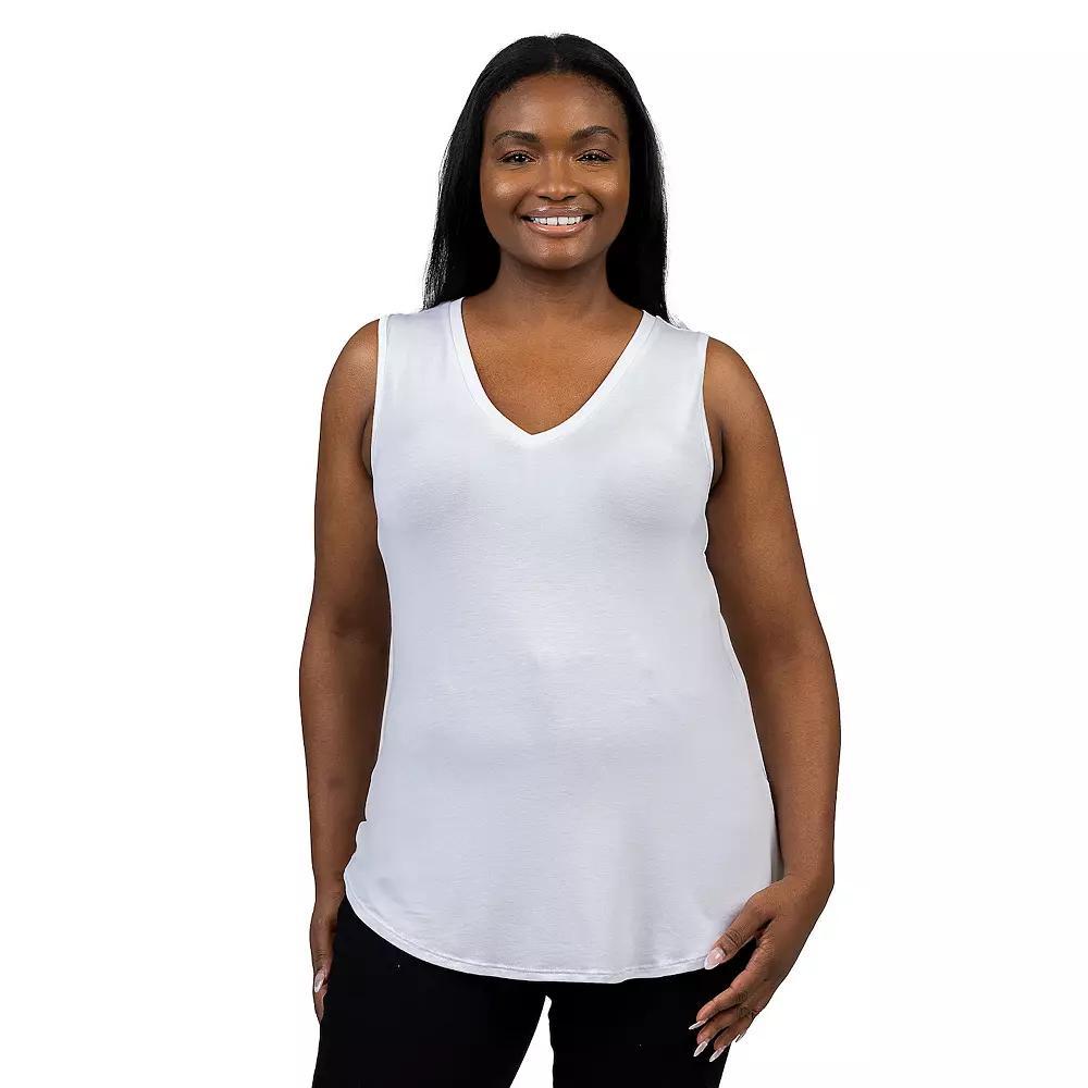 Plus Size 24Seven Comfort Apparel V-Neck Sleeveless Rounded Hemline Top, Womens Product Image