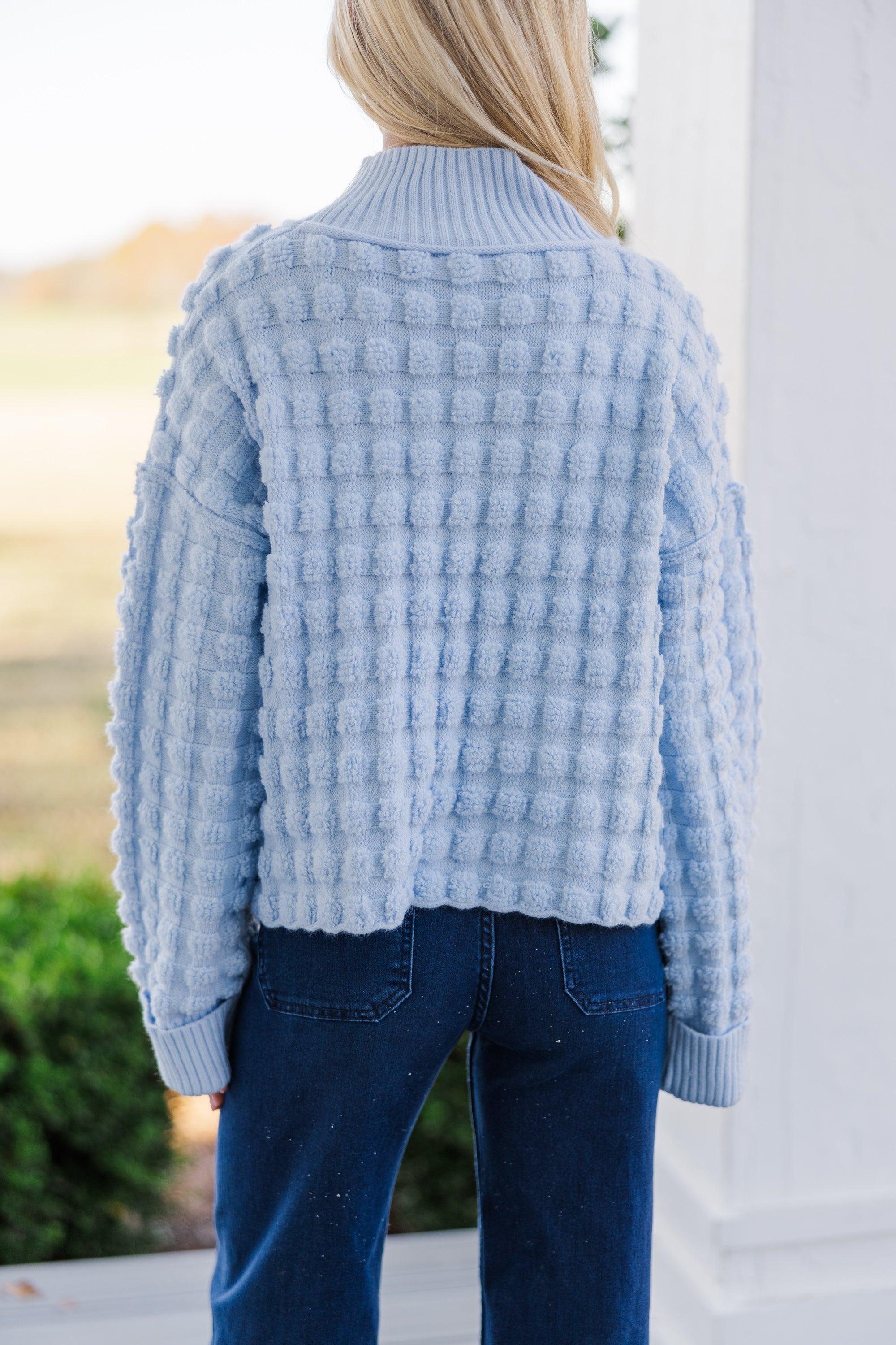 Put It All Together Light Blue Textured Sweater Female Product Image