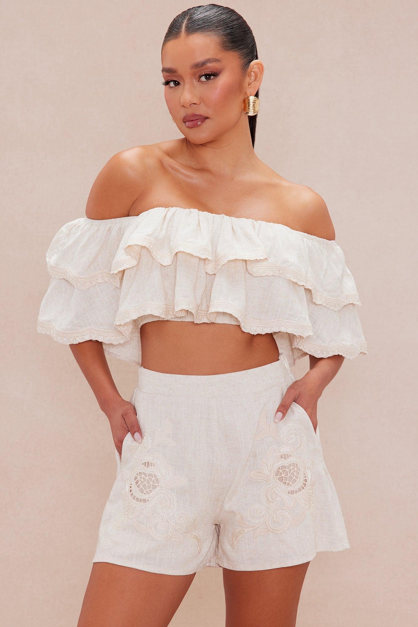 Alyssa Linen Short Set - Cream Product Image