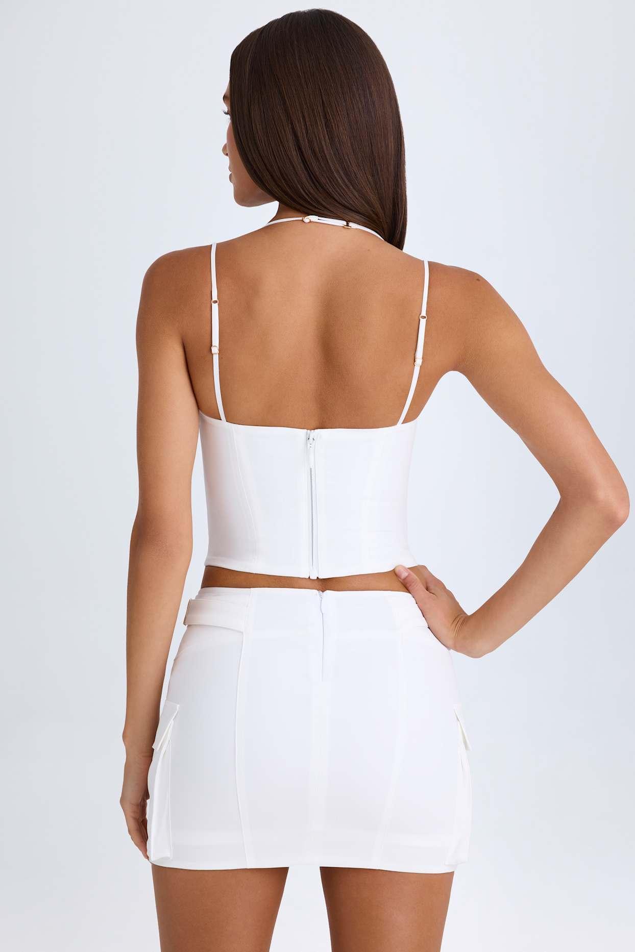 Lace-Up Micro Mini Skirt in White Product Image