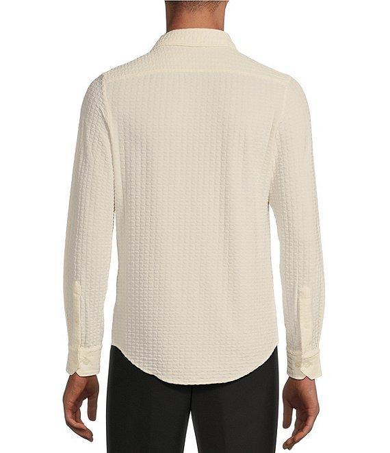 Murano Slim Fit Flocked Long Sleeve Knit Coat Front Shirt Product Image