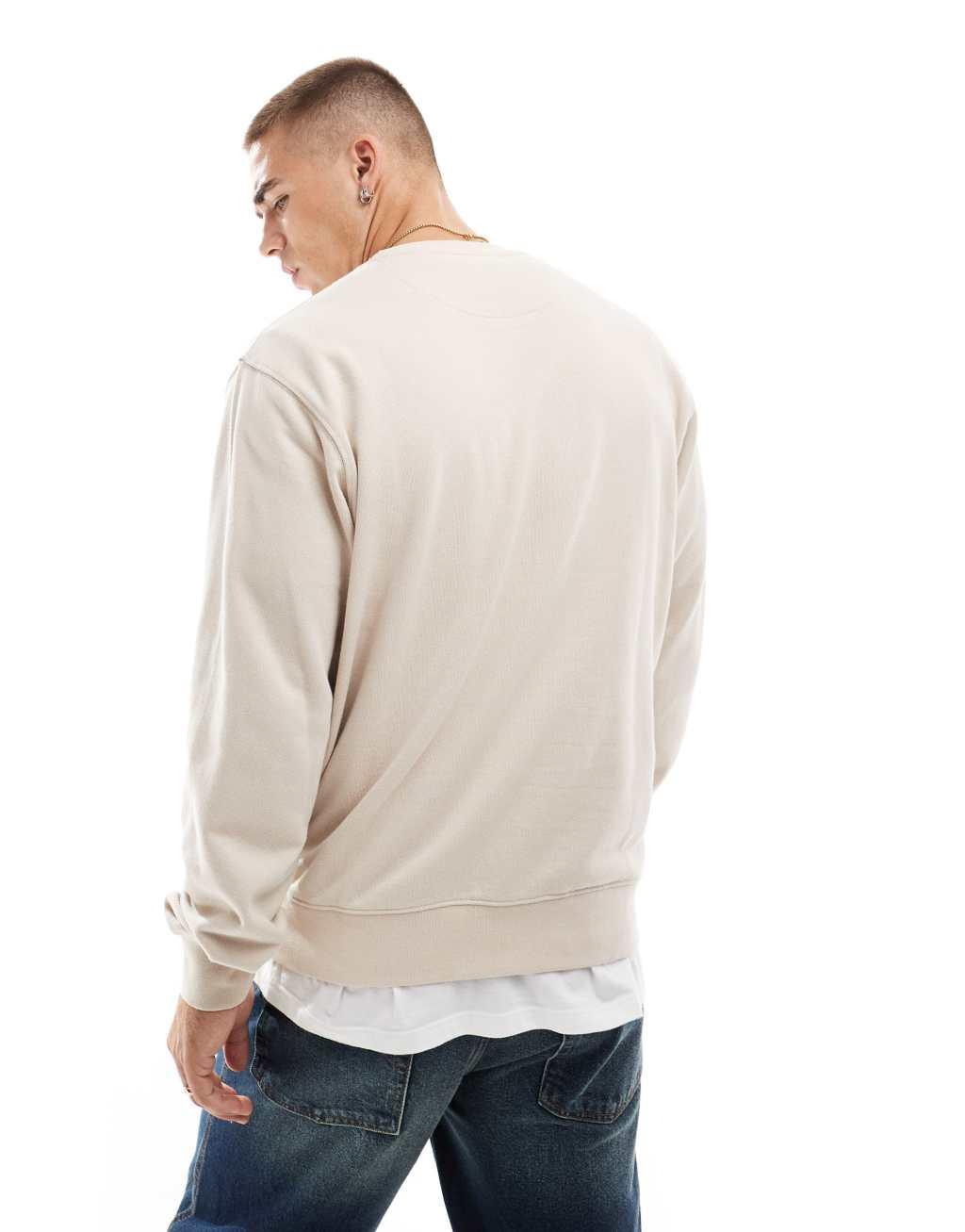 Jack & Jones oversized crew neck sweatshirt in beige Product Image