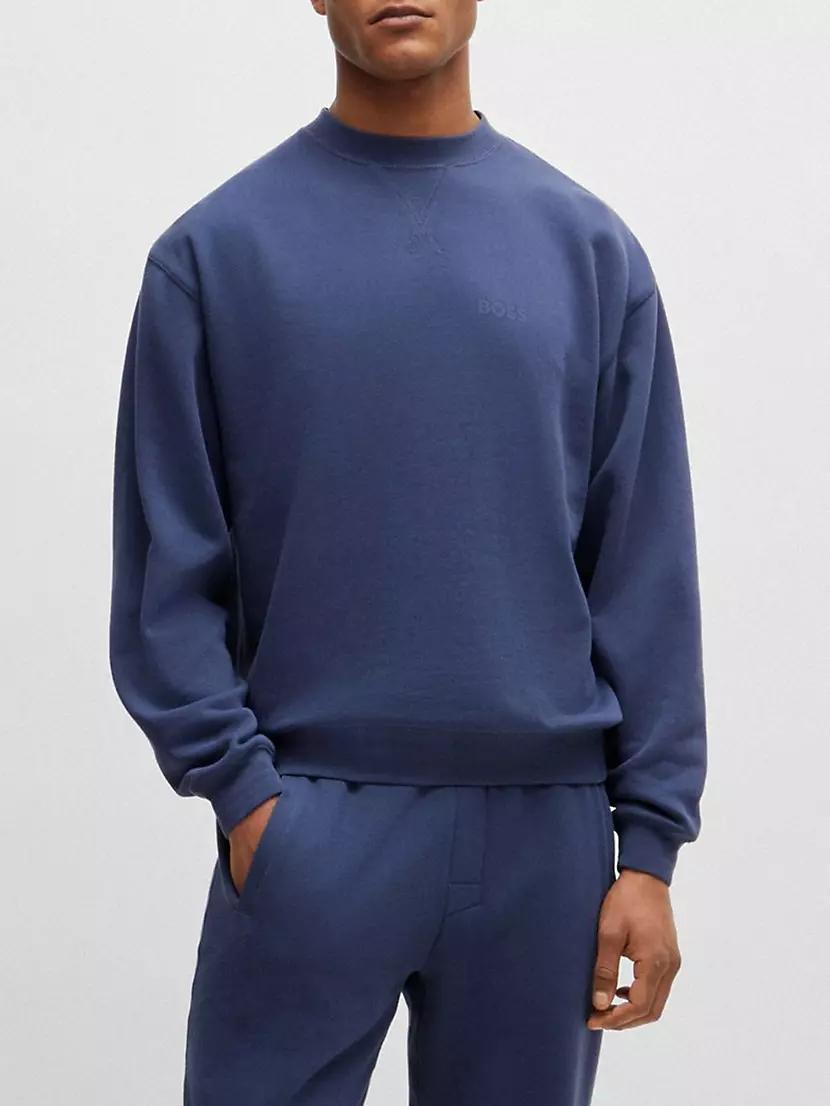 Cotton-Terry Relaxed-Fit Sweatshirt with Flocked Logo Product Image