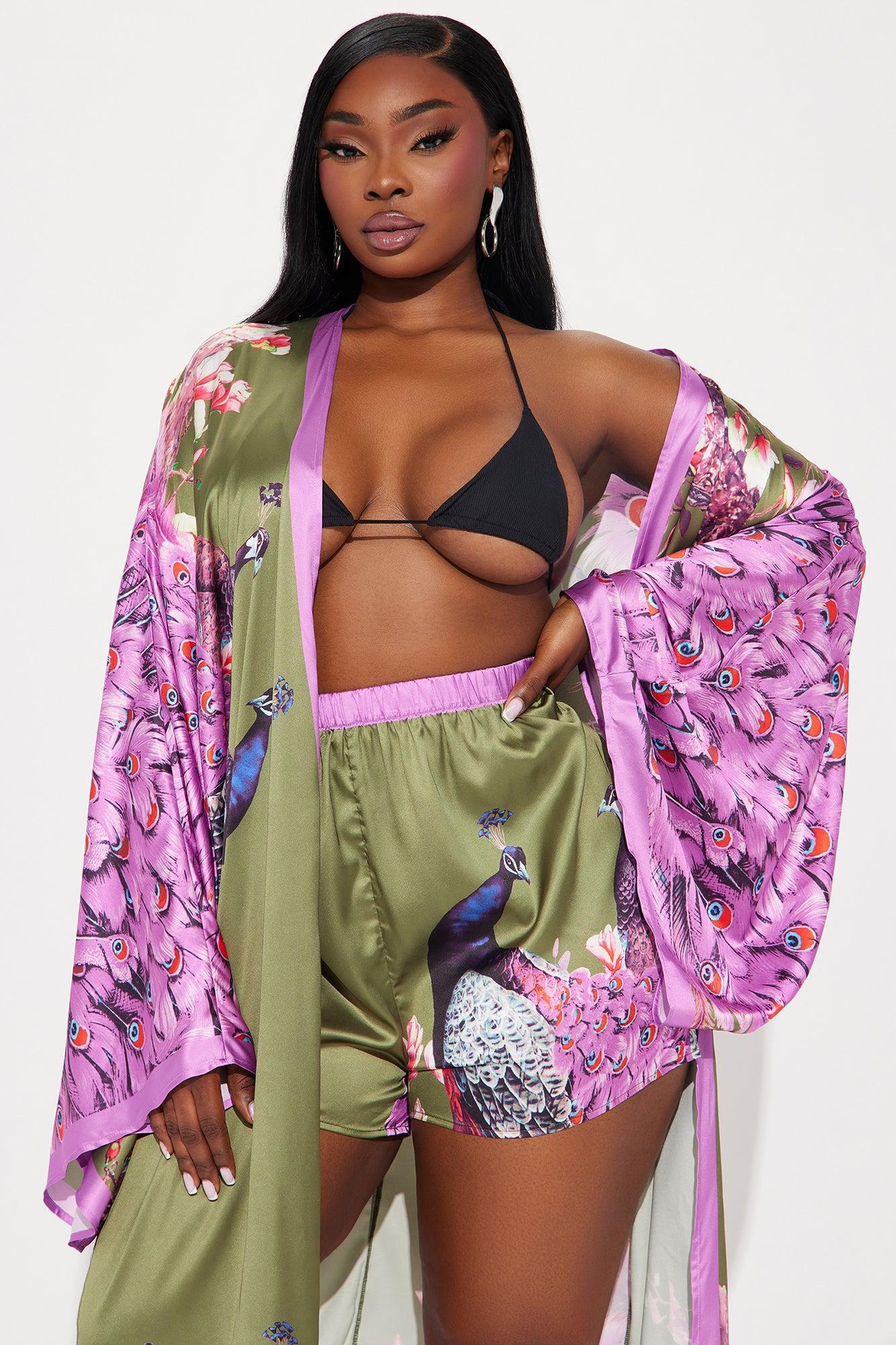 Above Status Satin Short Set - Green/combo Product Image