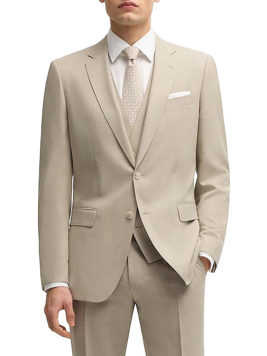 Mens Slim-Fit Three-Piece Suit in Patterned Wool Product Image