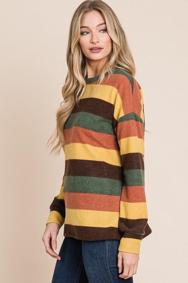 Multi-color Stripes Knit Sweater Top* Product Image