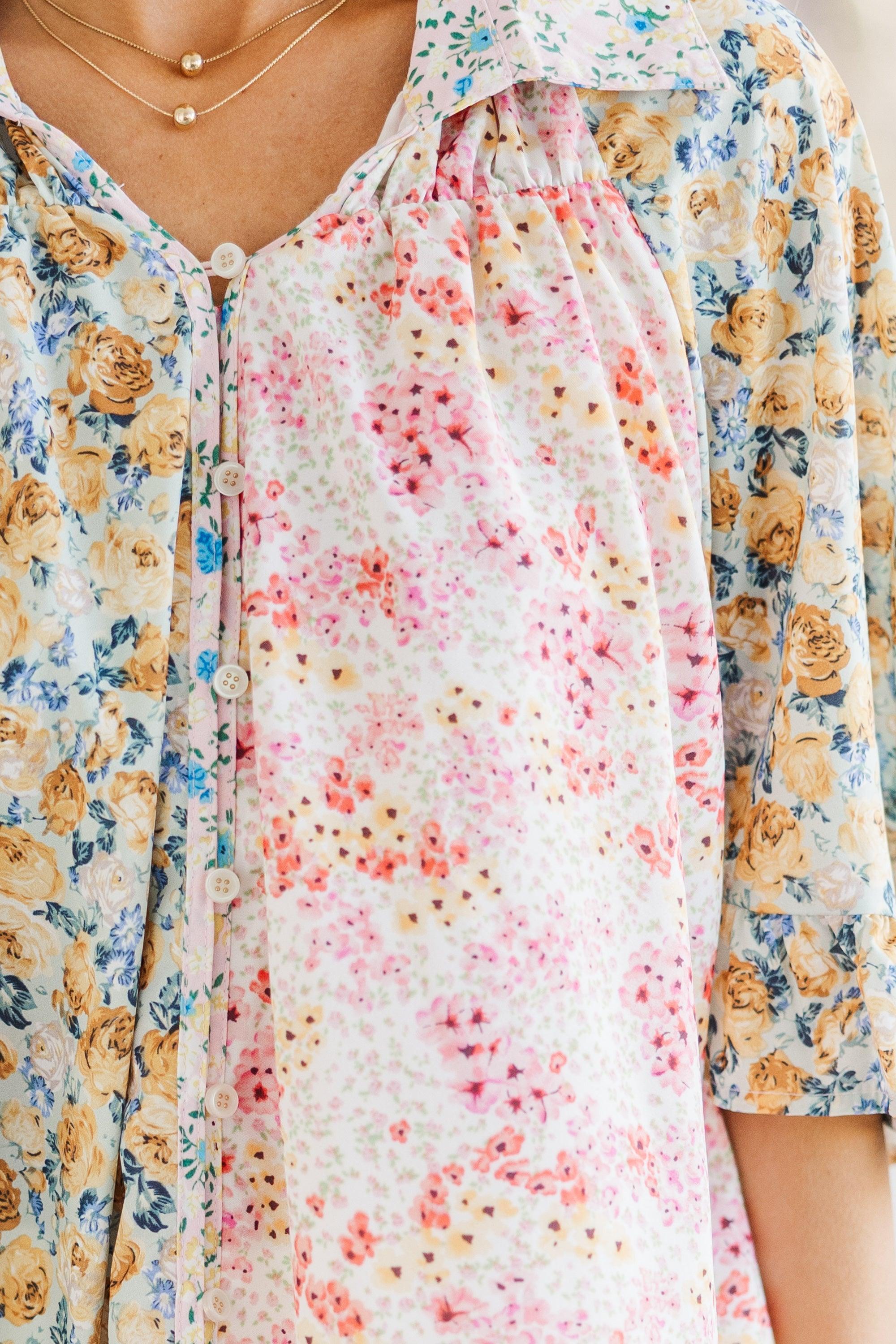 All That You Need Blush Pink Ditsy Floral Tunic Female Product Image