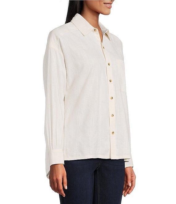 Westbound Woven Collared Oversized Long Sleeve Top Product Image