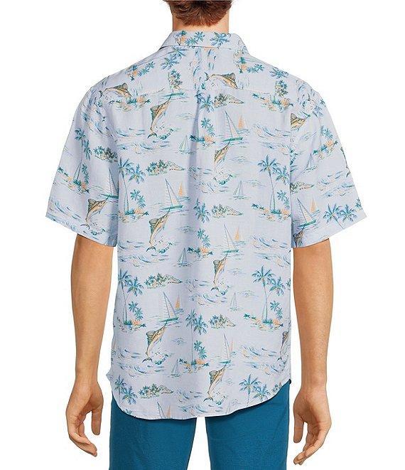 Tommy Bahama Sand/Sailfish Scenic Linen-Blend Short Sleeve Woven Shirt Product Image