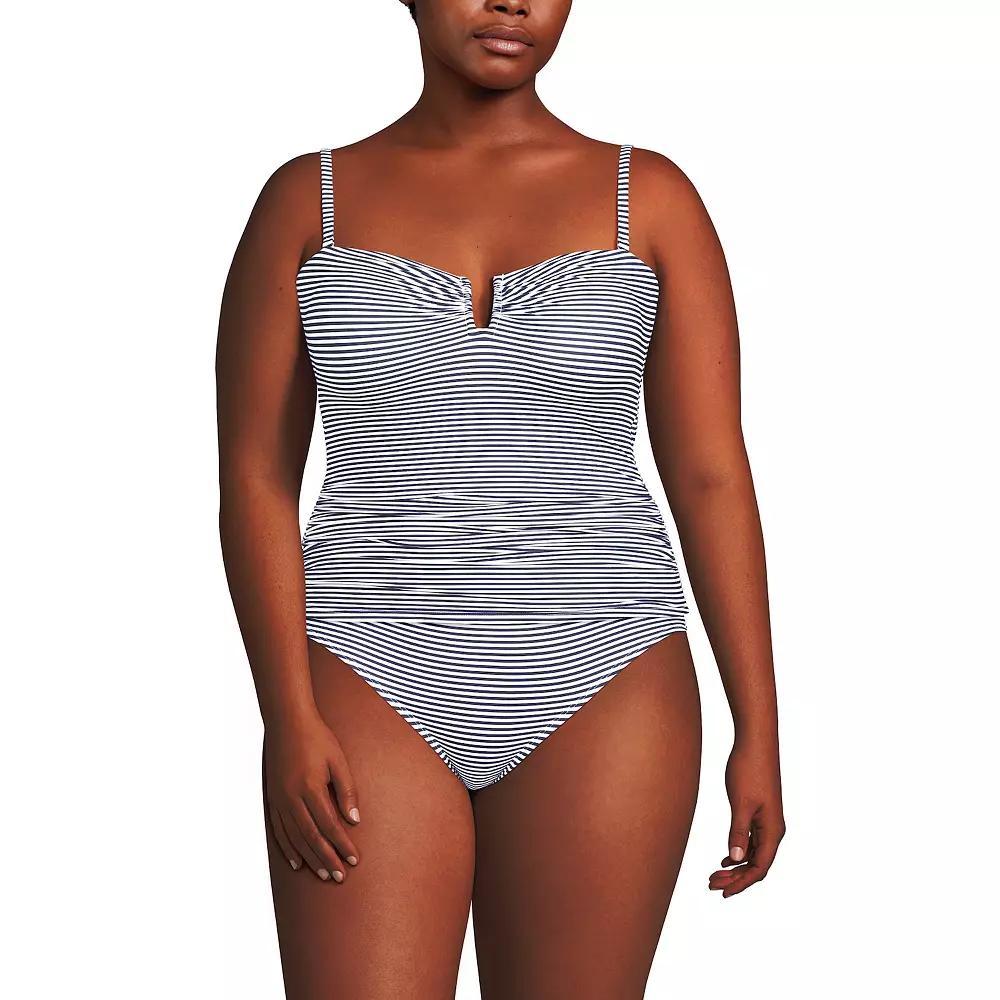 Plus Size Lands' End Slender U-Wire Multiway Swim Top, Women's, Size: 20 W, Blue Mini Stripe Product Image