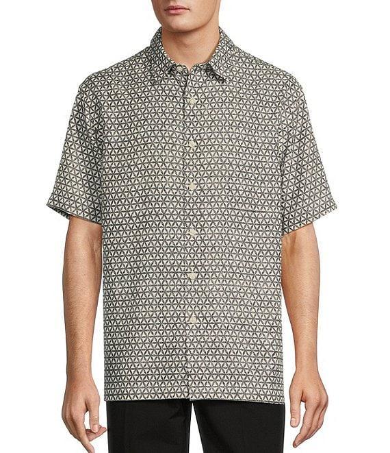 Roundtree & Yorke Short Sleeve Medium Geometric Print Sport Shirt Product Image