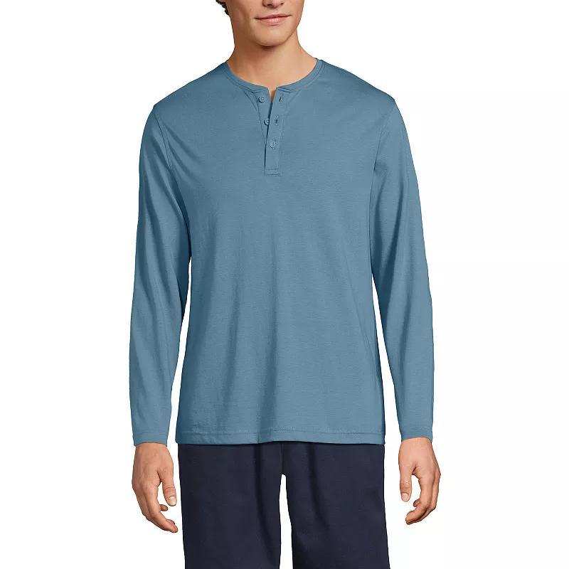 Men's Lands' End Long Sleeve Supima Jersey Henley Top,  Product Image