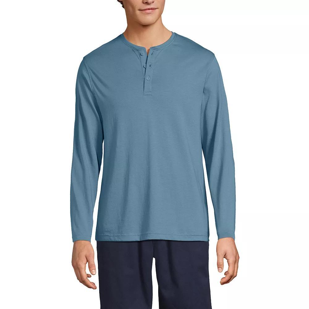 Men's Lands' End Long Sleeve Supima Jersey Henley Top,  Product Image