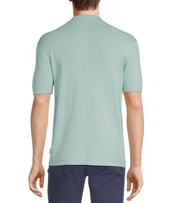 Rowm Tourister Short Sleeve Chunky Twill Sweater Button Front Shirt Product Image