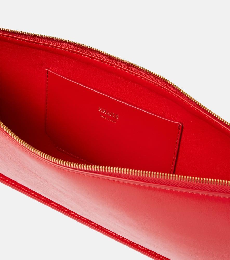 KHAITE Lori Crackle Patent Leather Shoulder Bag In Red Product Image