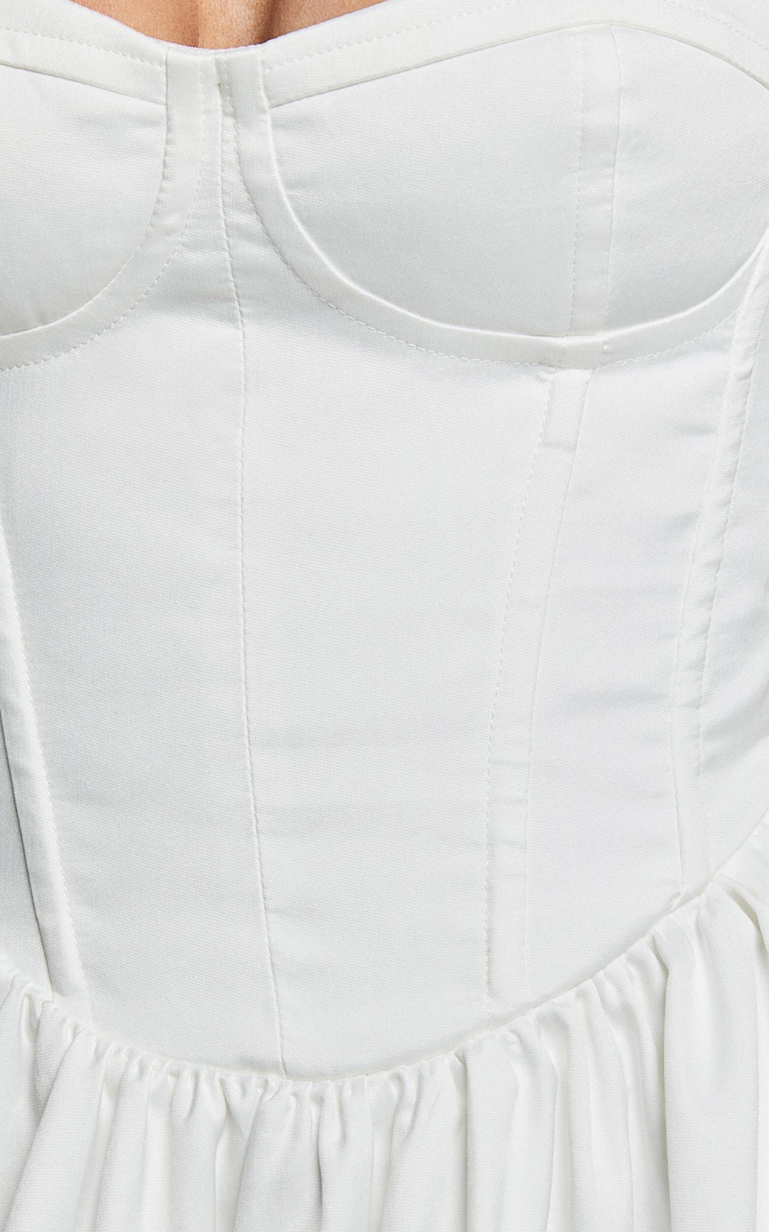 Vivian Maxi Dress - Strapless Corset Front Split Dress in Ivory Product Image