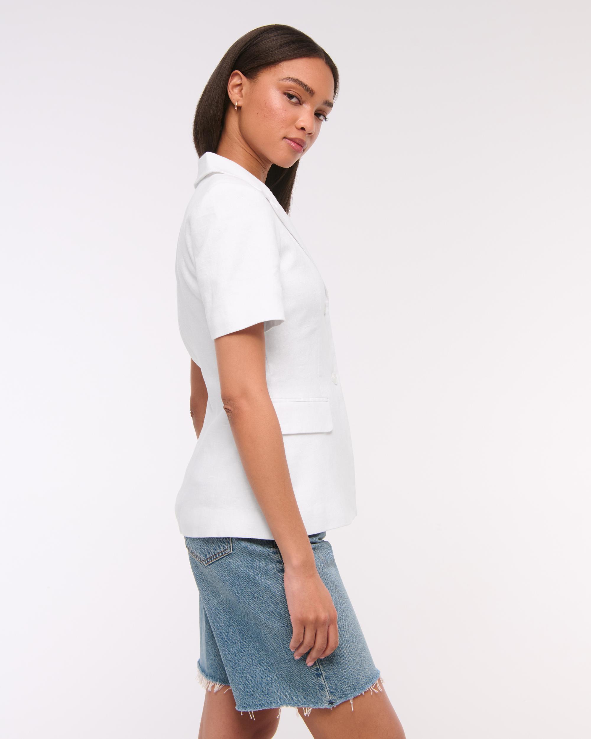 Short-Sleeve Premium Linen Blazer Product Image