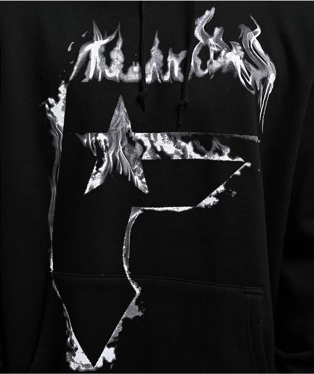 Famous Stars & Straps Burning Badge  Black Hoodie Product Image