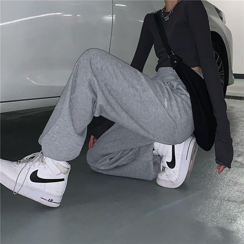 Plain Wide Leg Sweatpants Product Image